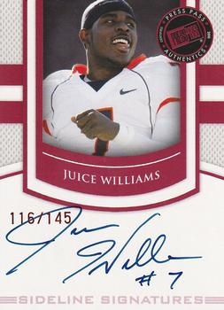 2010 Press Pass PE - Sideline Signatures Ruby #SS-JW3 Juice Williams Front