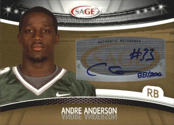 2010 SAGE - Autographs Gold #A-3 Andre Anderson  Front