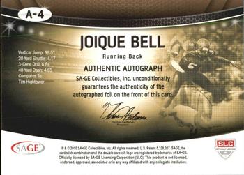 2010 SAGE - Autographs Gold #A-4 Joique Bell  Back