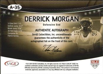 2010 SAGE - Autographs Gold #A-35 Derrick Morgan  Back