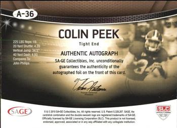 2010 SAGE - Autographs Gold #A-36 Colin Peek  Back