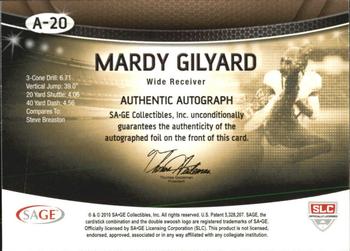 2010 SAGE - Autographs Silver #A-20 Mardy Gilyard  Back