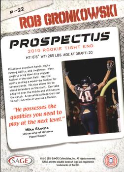 2010 SAGE HIT - Prospectus #P22 Rob Gronkowski  Back