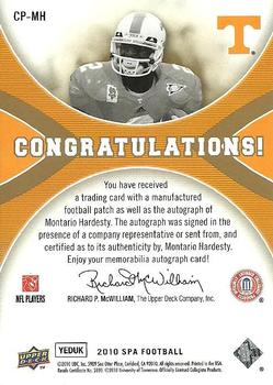 2010 SP Authentic - College Pride Patch Autographs #CP-MH Montario Hardesty  Back