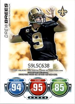 2010 Topps Attax - Code Cards #NNO Drew Brees  Front
