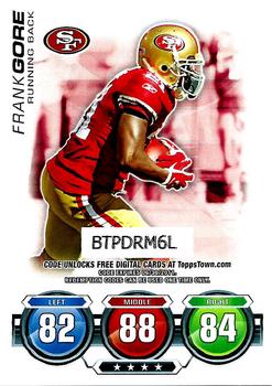 2010 Topps Attax - Code Cards #NNO Frank Gore  Front