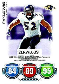 2010 Topps Attax - Code Cards #NNO Ray Lewis  Front