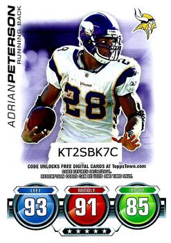 2010 Topps Attax - Code Cards #NNO Adrian Peterson  Front