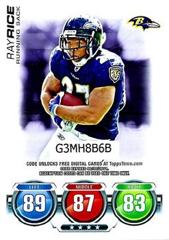 2010 Topps Attax - Code Cards #NNO Ray Rice  Front