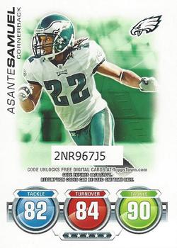 2010 Topps Attax - Code Cards #NNO Asante Samuel  Front