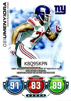 2010 Topps Attax - Code Cards #NNO Osi Umenyiora  Front