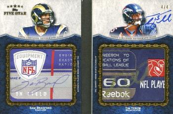 2010 Topps Five Star - Dual Rookie Laundry Tag Patch #DLT-BTE Sam Bradford / Tim Tebow  Front