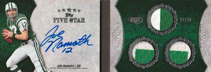 2010 Topps Five Star - Veteran Autographed Triple Patch Silver #SB-JN Joe Namath  Front