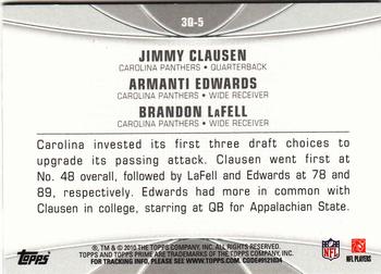 2010 Topps Prime - 3rd Quarter #3Q-5 Jimmy Clausen / Armanti Edwards / Brandon LaFell  Back
