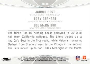 2010 Topps Prime - 3rd Quarter #3Q-10 Jahvid Best / Toby Gerhart / Joe McKnight  Back