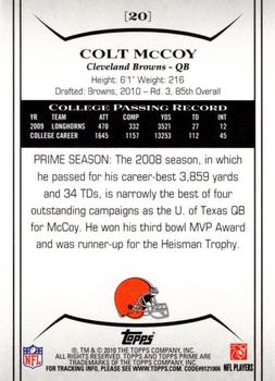2010 Topps Prime - Gold #20 Colt McCoy Back