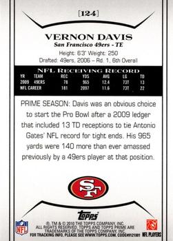 2010 Topps Prime - Gold #124 Vernon Davis Back