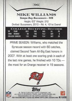2010 Topps Prime - Red #96 Mike Williams  Back