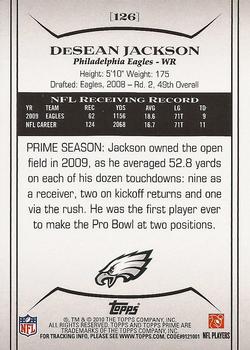 2010 Topps Prime - Retail #126 DeSean Jackson  Back