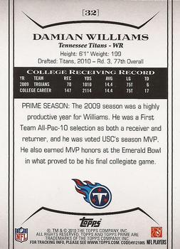 2010 Topps Prime - Retail #32 Damian Williams Back