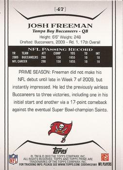 2010 Topps Prime - Retail #47 Josh Freeman  Back