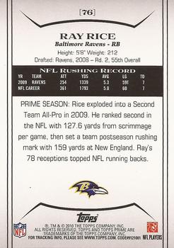 2010 Topps Prime - Retail #76 Ray Rice  Back