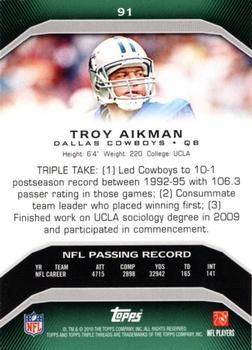 2010 Topps Triple Threads - Emerald #91 Troy Aikman  Back