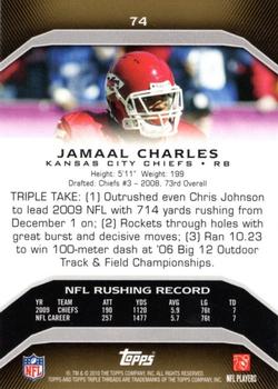 2010 Topps Triple Threads - Gold #74 Jamaal Charles  Back