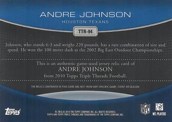 2010 Topps Triple Threads - Relic #TTR-94 Andre Johnson  Back
