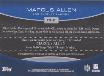 2010 Topps Triple Threads - Relic #TTR-87 Marcus Allen  Back