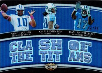 2010 Topps Triple Threads - Relic Combos #TTRC-28 Vince Young / Chris Johnson / Damian Williams  Front