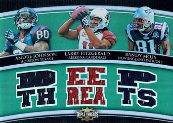2010 Topps Triple Threads - Relic Combos Emerald #TTRC-1 Andre Johnson / Larry Fitzgerald / Randy Moss  Front