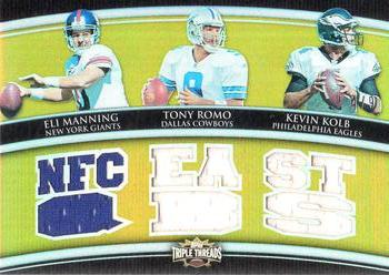2010 Topps Triple Threads - Relic Combos Gold #TTRC-6 Eli Manning / Tony Romo / Kevin Kolb  Front