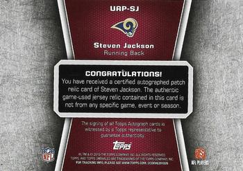 2010 Topps Unrivaled - Autographed Patch Red #UAP-SJ Steven Jackson  Back