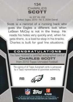 2010 Topps Unrivaled - Rookie Autographs #134 Charles Scott Back