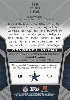 2010 Topps Unrivaled - Rookie Autographs #139 Sean Lee Back