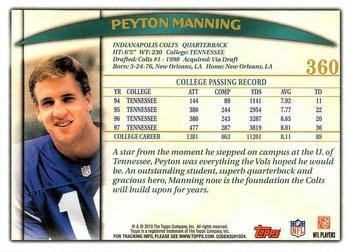 2010 Topps - Anniversary Reprints #360 Peyton Manning  Back