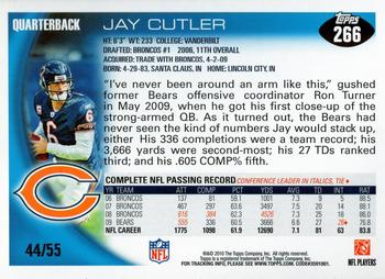 2010 Topps - Black #266 Jay Cutler  Back