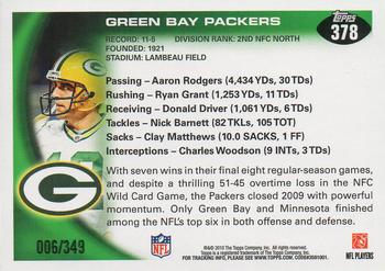 2010 Topps - Blue #378 Green Bay Packers Back
