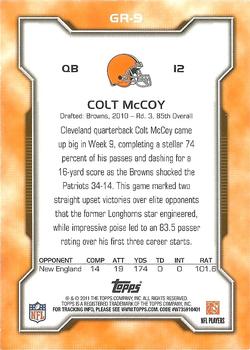 2010 Topps - Rookie Exchange #GR-9 Colt McCoy  Back