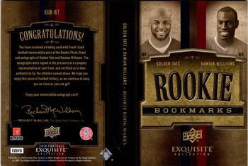 2010 Upper Deck Exquisite Collection - Rookie Bookmark Patch Autographs #RBM-WT Damian Williams / Golden Tate  Back