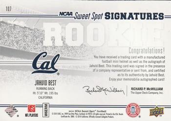 2010 Upper Deck NCAA Sweet Spot - Rookie Signatures Variations #107 Jahvid Best Back