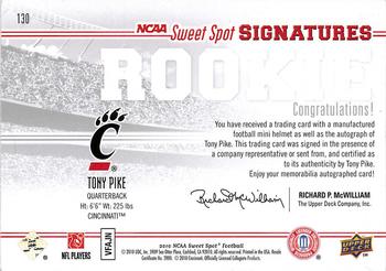 2010 Upper Deck NCAA Sweet Spot - Rookie Signatures Variations #130 Tony Pike Back