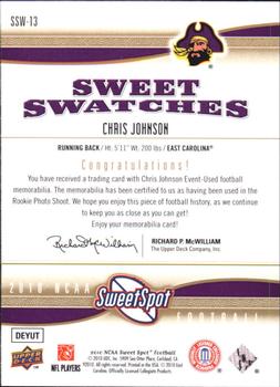 2010 Upper Deck NCAA Sweet Spot - Sweet Swatches #SSW-13 Chris Johnson  Back