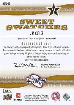 2010 Upper Deck NCAA Sweet Spot - Sweet Swatches #SSW-35 Jay Cutler  Back