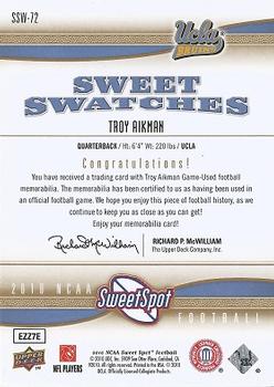2010 Upper Deck NCAA Sweet Spot - Sweet Swatches #SSW-72 Troy Aikman  Back