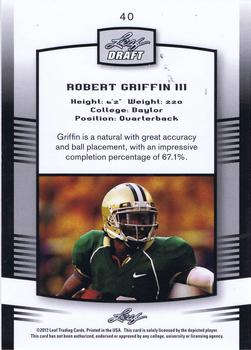 2012 Leaf Draft #40 Robert Griffin Back