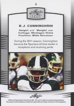 2012 Leaf Draft #4 B.J. Cunningham Back
