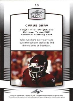 2012 Leaf Draft #10 Cyrus Gray Back