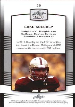 2012 Leaf Draft #29 Luke Kuechly Back